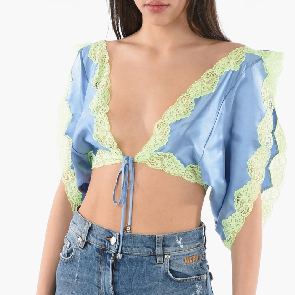 ALEXANDERWANG.T Lace-trimmed silk-satin shrug NWT